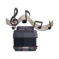 illustration of accordion with musical note vector