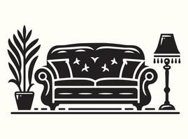 Silhouette of various couches in a simple black and white style vector