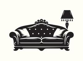Sofa and couch silhouettes in a monochrome abstract style vector