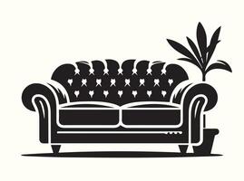 Abstract black and white illustration of couches and sofas vector