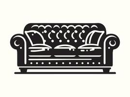 Minimalist black and white couch silhouettes on a plain background vector