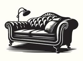 Abstract couch silhouettes in black and white vector