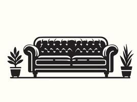 Black and white graphic of modern couch silhouettes vector