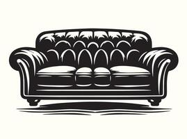 Black and white silhouette of couches in a minimalist design vector