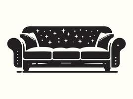 Black and white couch silhouette set for design and decoration vector