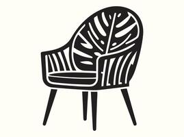 Minimalistic chair silhouette in black and white vector