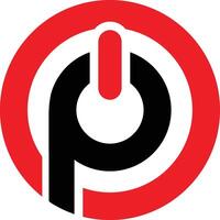 Power Button Logo Design letter p vector