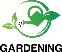 Home Gardening Logo Watering can logo with tree concept vector