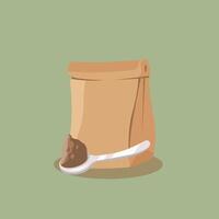 bag of coffee and spoon vector