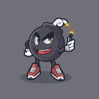 bomb holding fire stick character vector