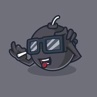 bomb character with glasses vector