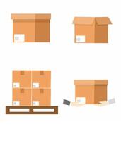 Carton delivery and card board boxes set, illustration isolated on white background vector