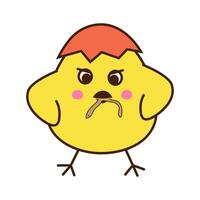Cute little chicken with earthworm cartoon character isolated on white background. art illustration in flat style. A separate element for your design. vector
