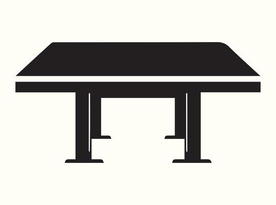 Table silhouette in black, isolated on a white background