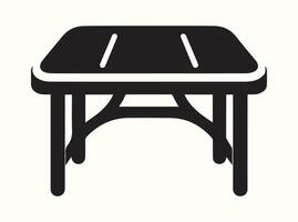 Simple black table outline silhouette on a white canvas vector