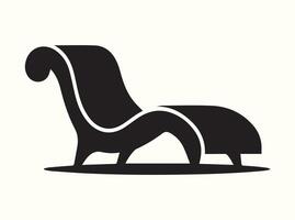 Elegant black chaise lounge silhouette isolated on white vector