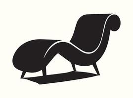 Black silhouette of a chaise longue against a white background vector