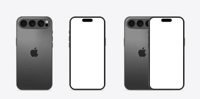 Black iPhone 17 pro mockup set with back and front angles vector