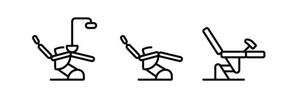 Medical operating table icons set. Exploring various medical examination table designs vector