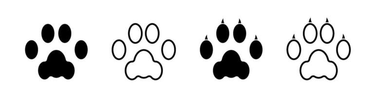 Paw set. Dog and cat paws set. Paw set icon vector