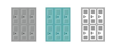 Locker Storage Icon Set in Color and Outline is a collection icons vector