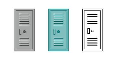 Locker Storage Icon Set in Color and Outline vector