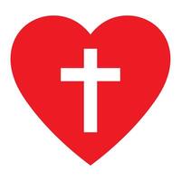 Christian cross in heart vector