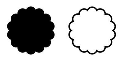 Scalloped circle shape. Scalloped circle frame. Scalloped circle shape set in two styles. vector