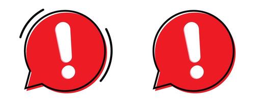 Red speech bubble with exclamation mark icon. Red attention sign. Exclamation mark icon, Attention concept. vector