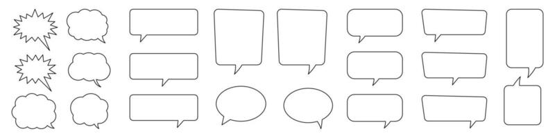 Collection of line speech bubble, line speech balloon, chat bubble set. vector