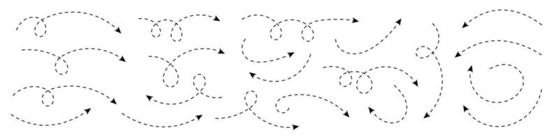 Curved dotted arrow. Arrows with dotted lines. vector