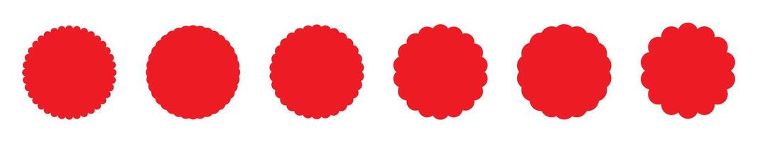 Scalloped circle shape. Red color. vector