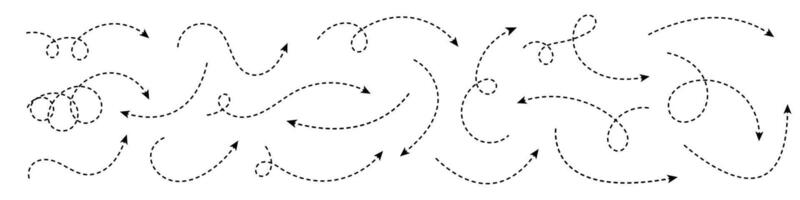 Curved dotted arrows. Zigzag arrow stripes design with dotted lines. vector