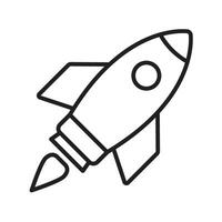 Rocket line icon. Flying rocket icon in line style. vector