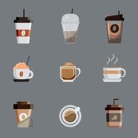 Variation of coffee with flat design collection vector
