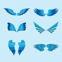 Wings angel elements with flat design collection vector