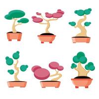 Bonsai Elements Collection with flat design style vector