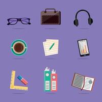 Flat Design Office Stuff Collection vector
