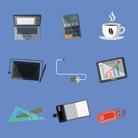 Flat Office Stuff Element Collection vector