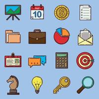 Business Icon Set with lines and fill color vector