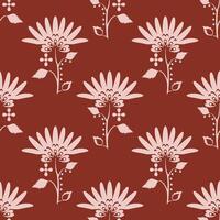 Flower Folk Print Design Floral And Leaf Seamless Pattern Floral Ethnic Boho Textile Design. vector