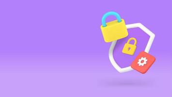 Data information security settings protection technology banner copy space illustration vector