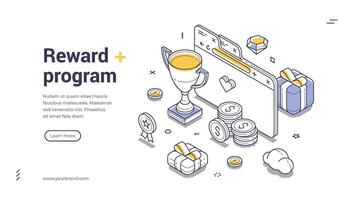 Discover innovative reward program designs with isometric banner template for web vector