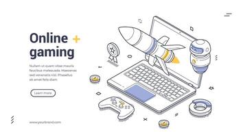 Engaging web banner template for online gaming with dynamic illustrations and modern design vector