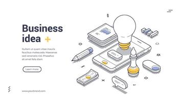 Creative web banner template featuring isometric design for business concepts and ideas vector