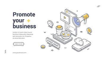 Promote your business effectively with this modern isometric web banner template design vector