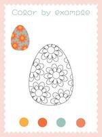 Easter coloring page with egg and flower pattern for kids vector