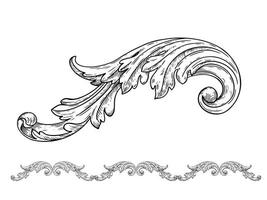 Barrocco architecture element. Line art and ink illustration. vector