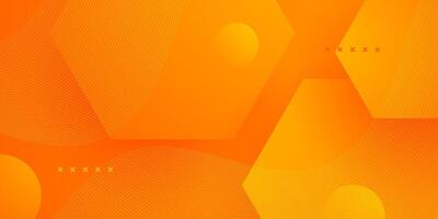 Abstract colorful orange 3D hexagon background with simple circle pattern. vector