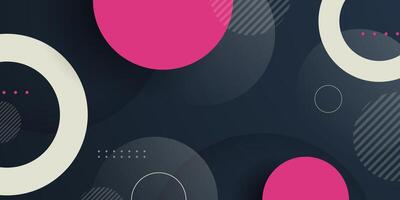 Abstract 3D background with colorful pink and white circle pattern element on dark color background. vector